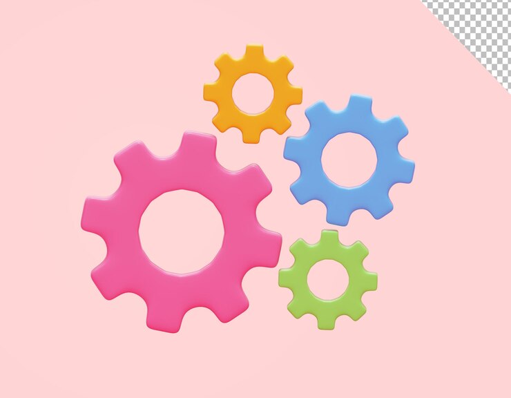 PSD gratuito engranaje trabajo en equipo concepto negocio elemento motor máquina fábrica desarrollo web icono 3d ilustración