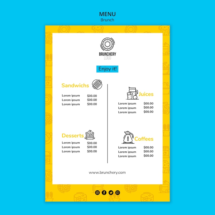 PSD Gratis enjoy brunch menu template