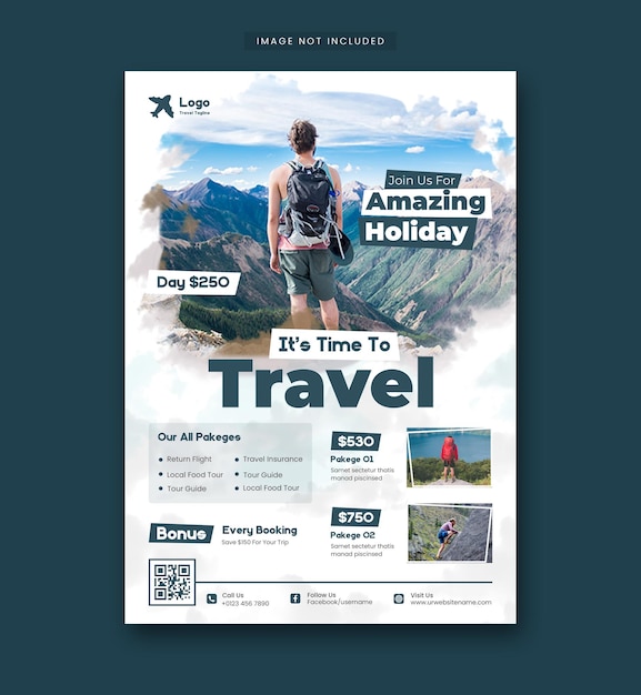 Entrada en las redes sociales de viajes y giras, entrada en Instagram o plantilla de banner web