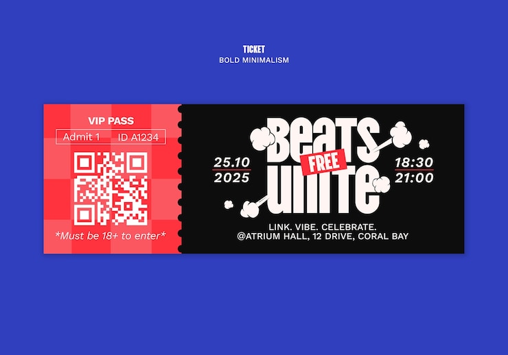 PSD gratuito entrada vip para el evento beats unite