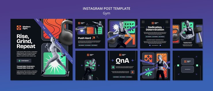 PSD gratuito entrenamiento en el gimnasio en instagram