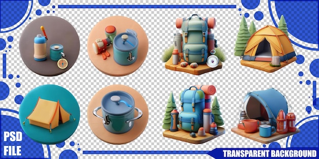 Equipamiento y accesorios de acampada de colores