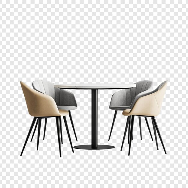 Equipo de comedor moderno mesa redonda elegante con cuatro sillas elegantes