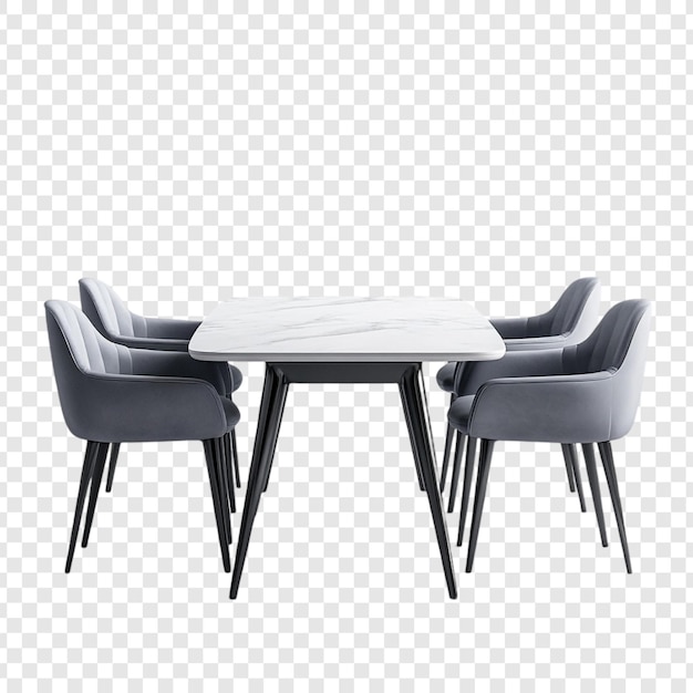 Equipo de comedor moderno Sillas grises elegantes y mesa de mármol