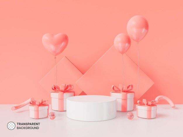 Escena de plataforma de podio de celebración abstracta con caja de regalo 3d Render