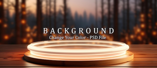 PSD gratuito escenario redondo de fondo abstracto con luces de neón luz ultravioleta.
