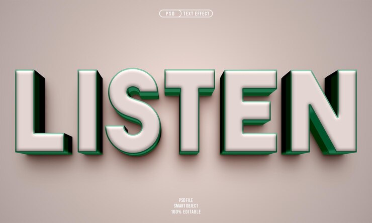 PSD gratuito escuchar efecto de texto editable en 3d
