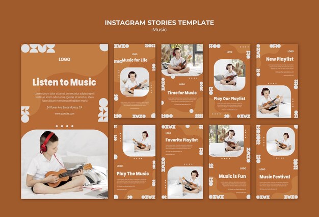 Escuchar música y tocar ukelele Instagram stories