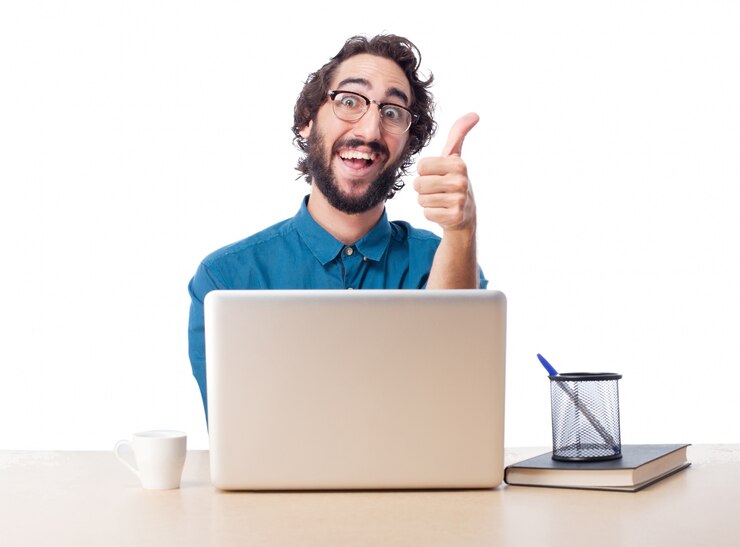 PSD gratuito esecutivo che mostra i pollici in su joyful