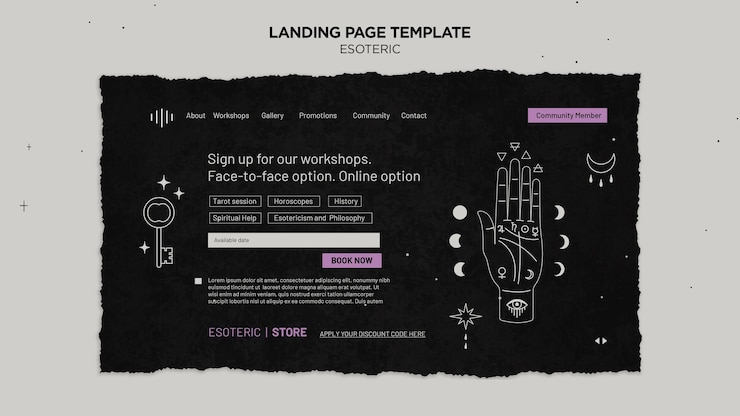 PSD Gratis esoteric craft landing page template