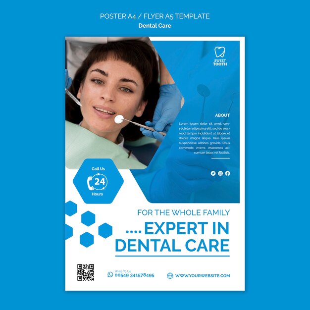 Esperto in modello di poster per cure odontoiatriche
