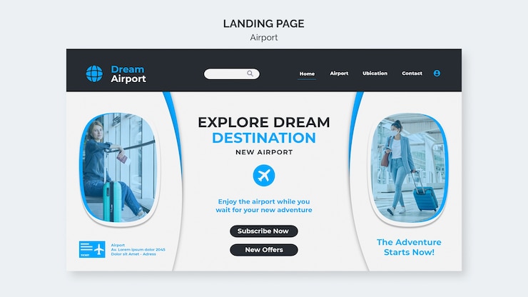 PSD gratuito esplora il modello di pagina di destinazione della destinazione dei sogni
