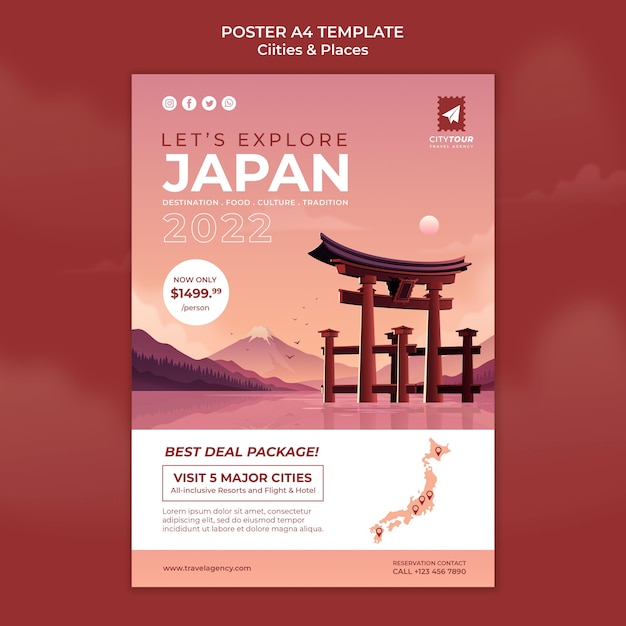 Esplora il modello di poster del giappone