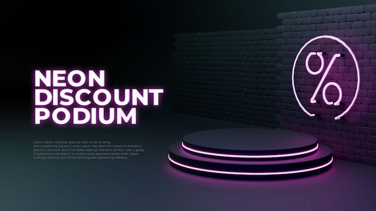 PSD gratuito esposizione di promozione del prodotto realistico del podio di vendita di bagliore di luce al neon 3d