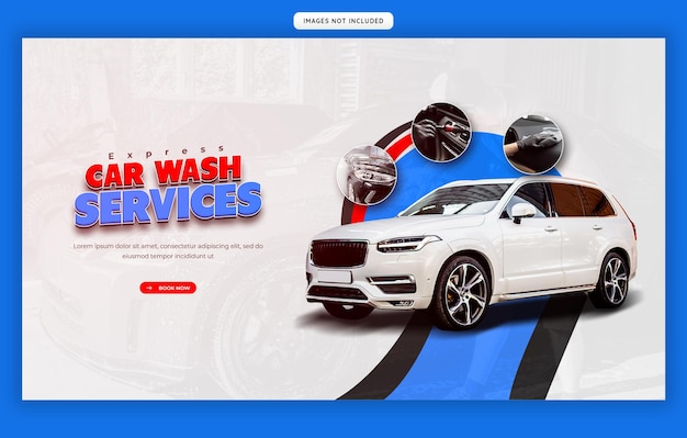 Estampa de banner web para el servicio de lavado y detallado de automóviles