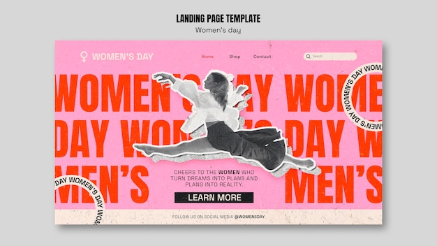 PSD gratuito estampa de la página de destino de la celebración del día de la mujer