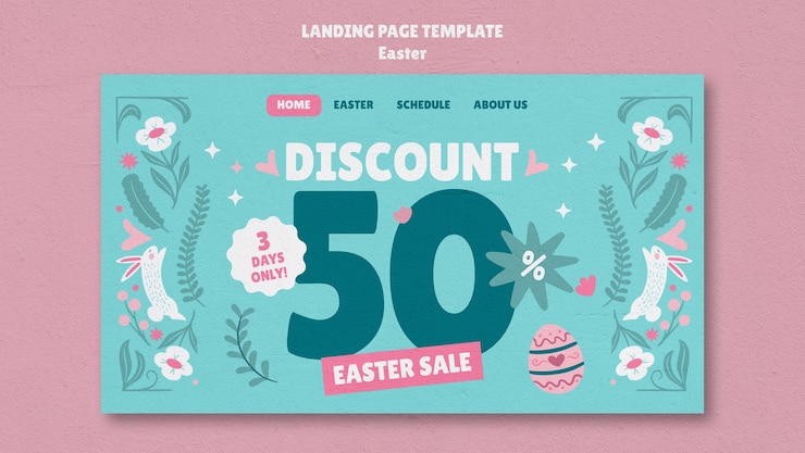 PSD gratuito estampa de la página de destino de la celebración del día de pascua