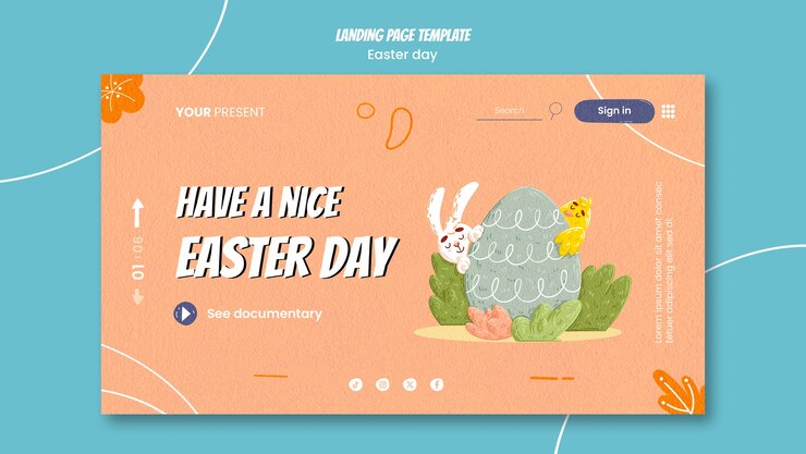 PSD gratuito estampa de la página de destino de la celebración del día de pascua