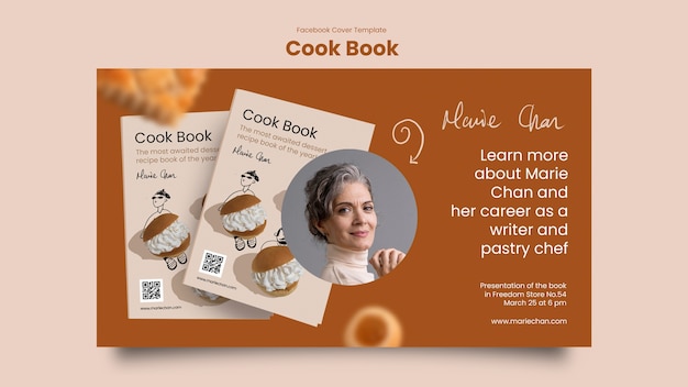 PSD gratuito estampa de portada de facebook para las recetas de los libros de cocina