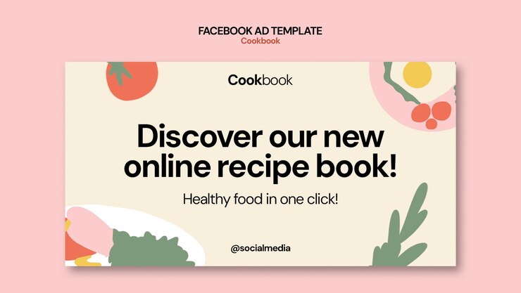 PSD gratuito estampa de recetas de libros de cocina para facebook