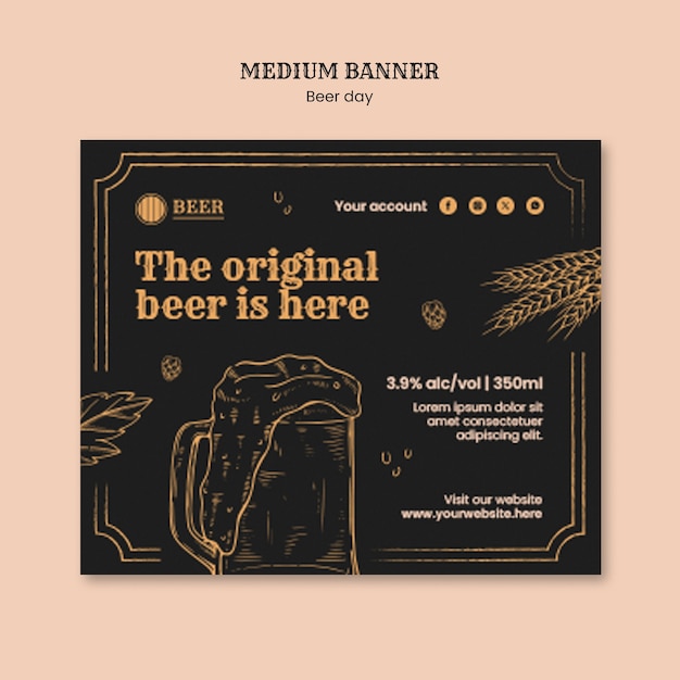 Estandarte rectangular de celebración del día de la cerveza