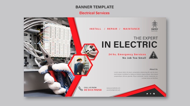 PSD gratuito estilo de banner de servicios eléctricos