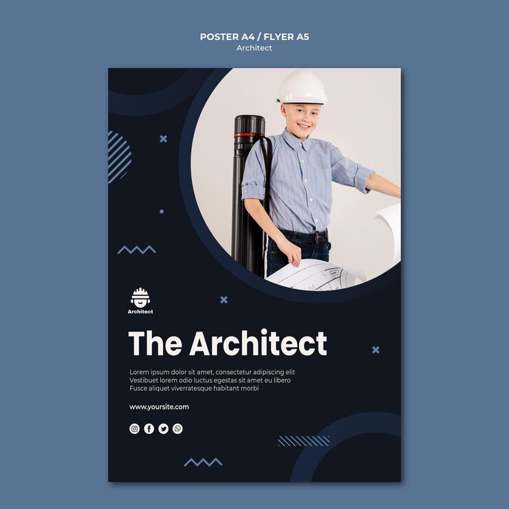 PSD gratuito estilo de cartel de carrera de arquitecto