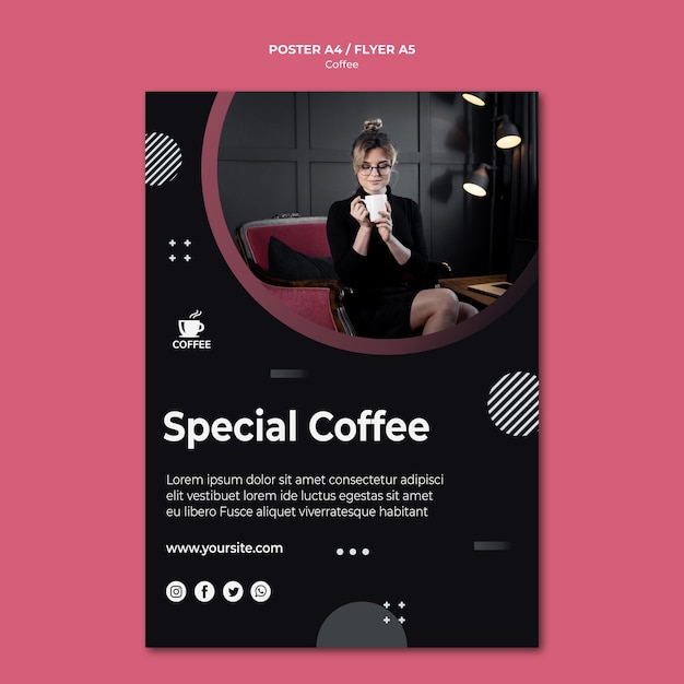 PSD gratuito estilo de cartel de concepto de café especial