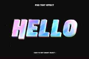 PSD gratuito estilo holográfico hola efecto de texto editable