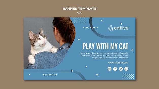 PSD gratuito estilo de plantilla de banner de amante de gato