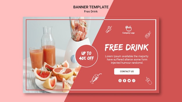 PSD gratuito estilo de plantilla de banner de bebida gratis