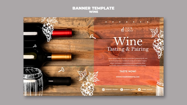 Estilo de plantilla de banner de cata de vinos