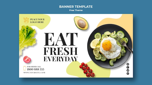 PSD gratuito estilo de plantilla de banner de comida saludable
