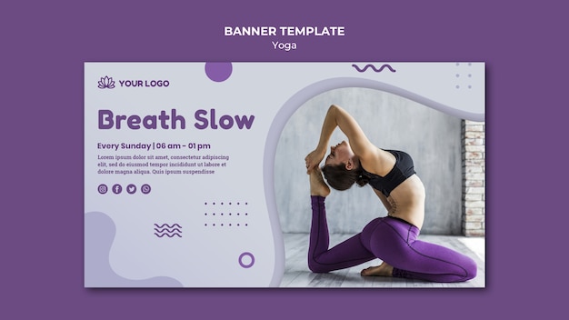 PSD gratuito estilo de plantilla de banner de concepto de yoga