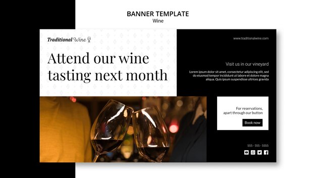 Estilo de plantilla de banner de vino tradicional