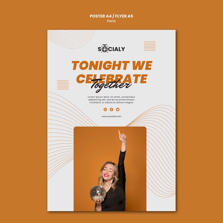 PSD gratuito estilo de plantilla de cartel de concepto de fiesta