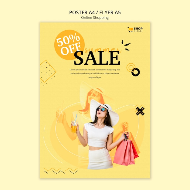 PSD gratuito estilo de plantilla de póster de compras en línea