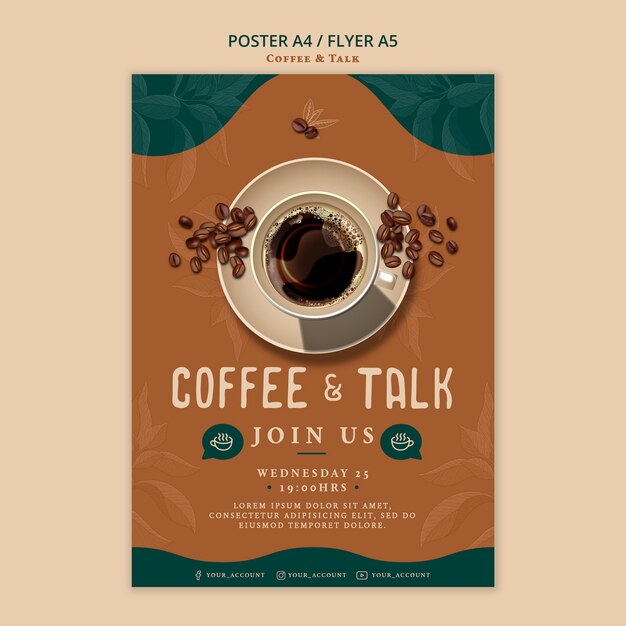Estilo de póster de café y charla