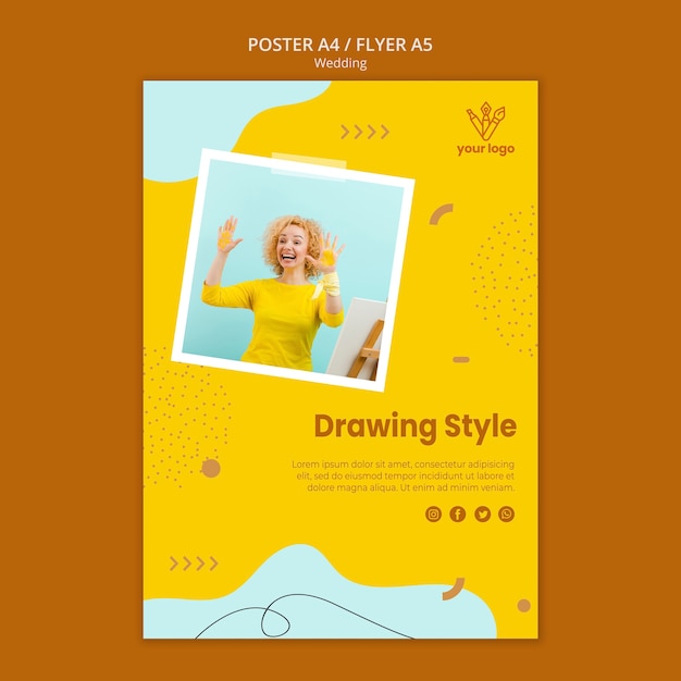 PSD gratuito estilo de póster de clase de dibujo