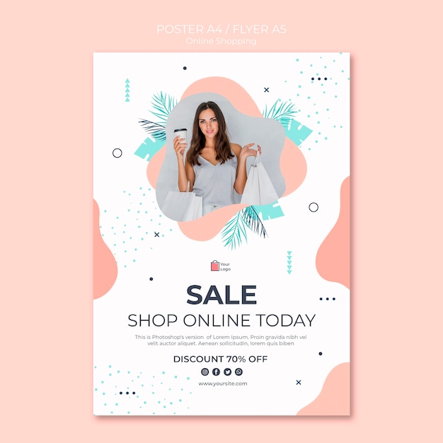 PSD gratuito estilo de póster de compras en línea