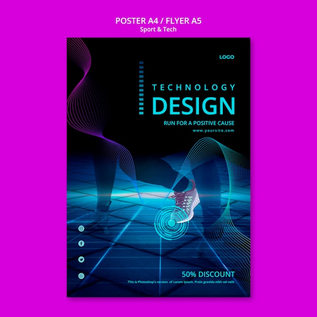 Estilo de póster deportivo y tecnológico