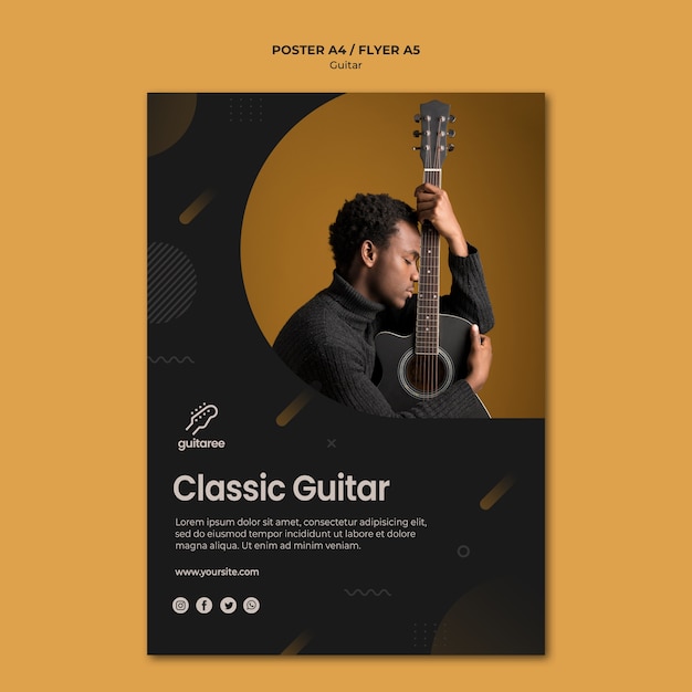 PSD gratuito estilo de póster de guitarrista