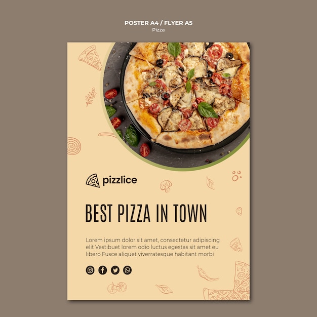 PSD gratuito estilo de póster de pizza deliciosa