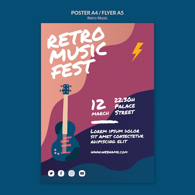 PSD gratuito estilo de volante de música retro