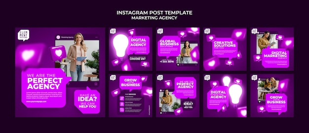 PSD gratuito estrategia de marketing de las publicaciones de instagram