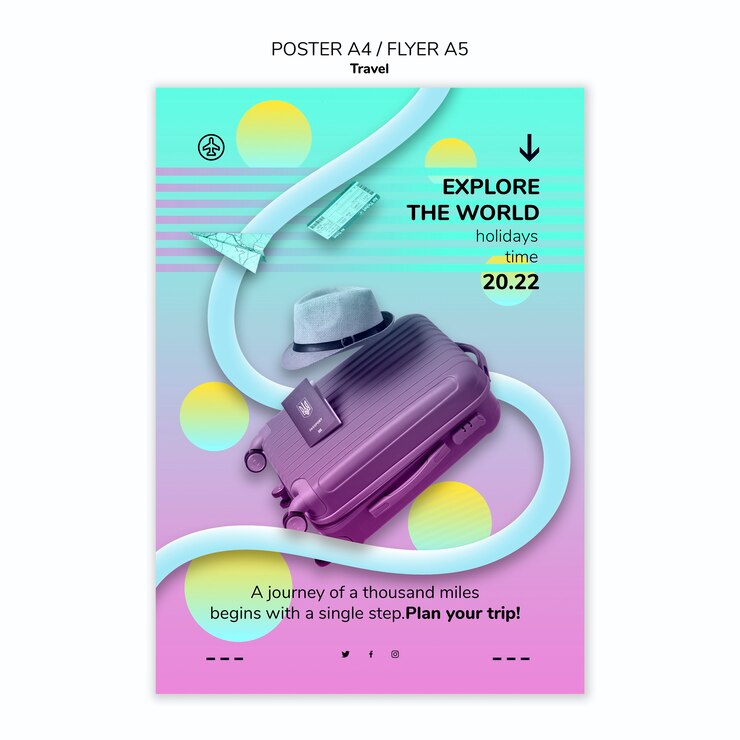 PSD gratuito estratto esplora il poster del mondo