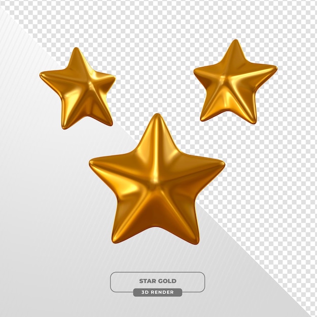Estrella dorada brillante con efecto suave en renderización 3D