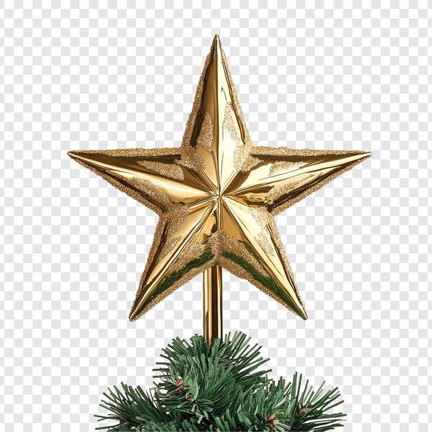 La estrella dorada en la parte superior del árbol de Navidad