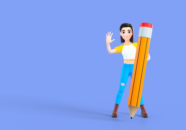 Estudiante de secundaria postura icono tridimensional.