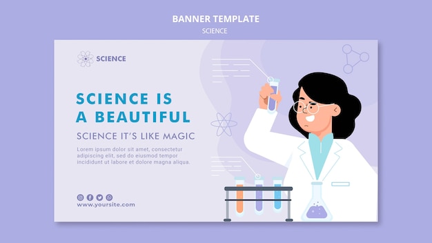 Estudiar ciencia plantilla de banner horizontal